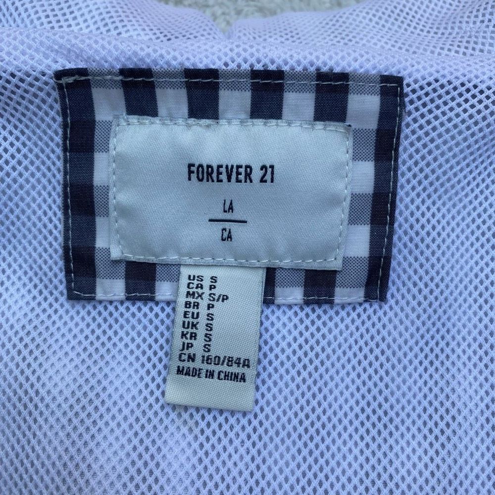 Forever 21 Black White Gingham Rain Jacket Windbreaker - Picture 6 of 7